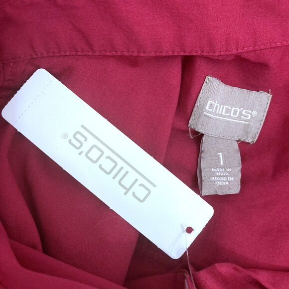 Chico's Rubellite Fuchsia Puff Sleeve Pocket Blouse Size 1/ US M - Picture 12 of 16